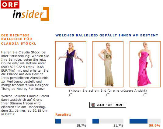 âWelches Ballkleid gefällt Ihnen am besten?â? auf orf.at