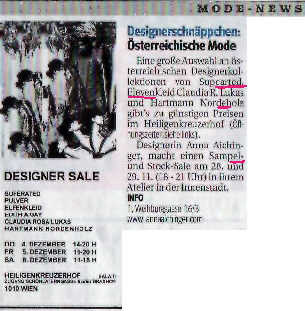 Ausschnitt aus: Kurier, 29. November 2008