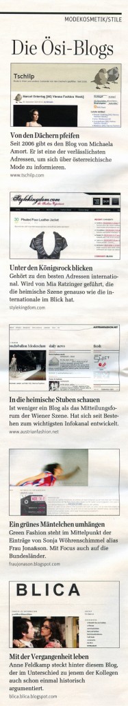 "Ösi-Blogs", Scan aus: Der Standard, Rondo, 9. Oktober 2009 "Ösi-Blogs", Scan aus: Der Standard, Rondo, 9. Oktober 2009