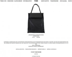 Tasche, Awareness & Consciousness, Park Onlineshop, Screenshot Tasche, Awareness & Consciousness, Park Onlineshop, Screenshot