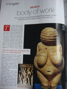 Vogue India, Jänner 2010: "Body of Work", über die weibliche Form in der Kunst