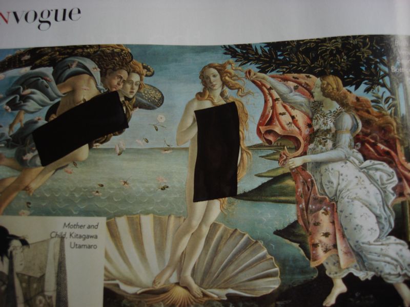 Zensuriert: Vogue India, Jänner 2010: "Body of Work", über die weibliche Form in der Kunst