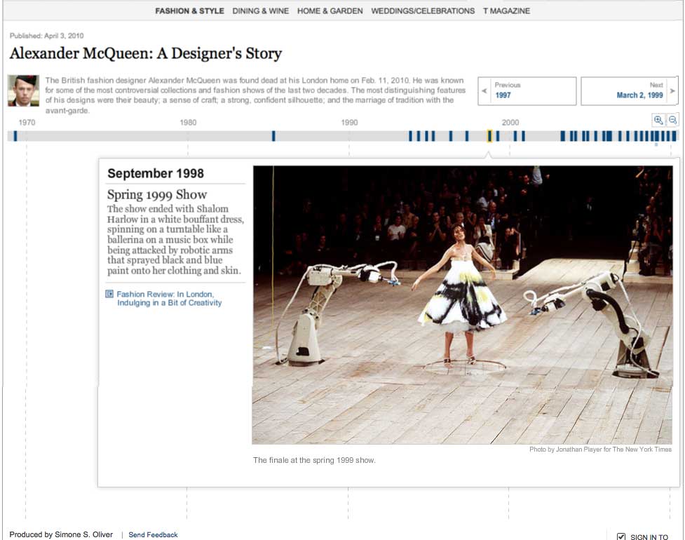 New York Times: AlexanderMcQueen Timeline, Screenshot