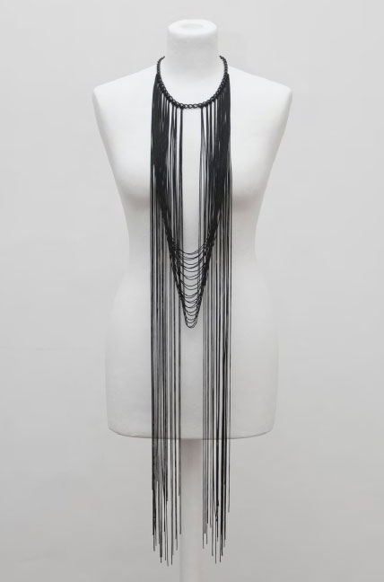 Sonja Bischur Spring/Summer 2011, black curb chain necklace with viscose fringes