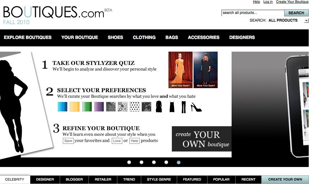 boutiques.com, Anleitung, Screenshot