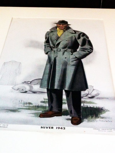 Modeillustration, Glencheck Herrenmantel, 1942