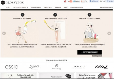 Glossybox Österreich, Screenshot